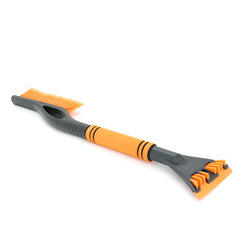 Щітка-скребок автомобільна 2в1, загальна довжина 60см, щітка 19см, скребок 11см, чорна з оранжевим