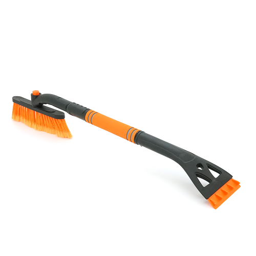 Щітка-скребок автомобільна телескопічна 2в1, загальна довжина 64-80см, щітка 23см, скребок 10см, чорна з помаранчевим