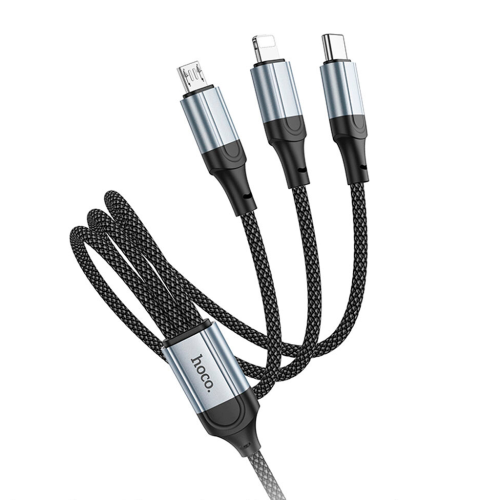 Кабель HOCO X102 USB-1 3 in 1 Micro / Iphone / Type-C, 2A, довжина 1м, Black, Box