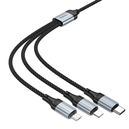 Кабель HOCO X102 USB-1 3 in 1 Micro / Iphone / Type-C, 2A, довжина 1м, Black, Box