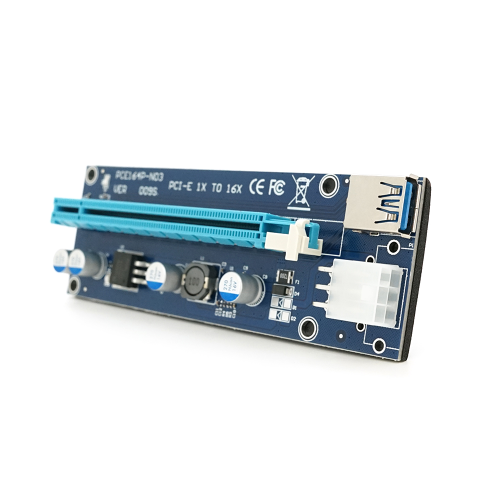 Плата PCE164P-N09 (V009S-Plus) Riser PCI-EX, x1=&amp;gt;x16, USB 3.0, DC12V(PCI-E / 6pin), конденсатори 270, VER009S,Пакет