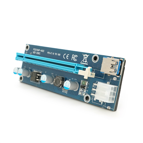 Плата PCE164P-N03 (VER006C) Riser PCI-EX, x1=&amp;gt;x16, USB 3.0, DC12V(PCI-E / 6pin), конденсатори 270, VER006C,Пакет