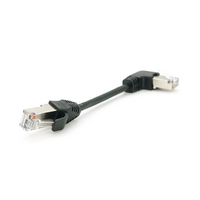 Патч-корд литий UTP, RJ45(прямий / кутовий), неекранований, UTP5e 0.13m,patch D=4.9mm AWG26 1x90&amp;deg; CU,чорний, Q200