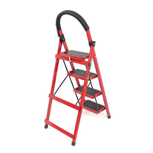 Складні сходи 95см, до 150кг, 4 сходинки з гумовими килимками, металеві, 5кг, Box