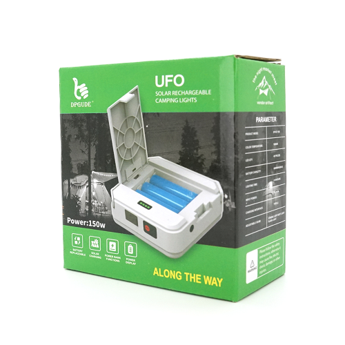 Ліхтарик для кемпінгу DP-K7-100+Solar, 3 режими, корпус-пластик, ударостійкий, ip44, акум 3*18650, гачок, USB кабель, White, BOX