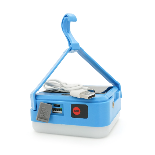 Ліхтарик для кемпінгу DP-K7-100+Solar, 3 режими, корпус-пластик, ударостійкий, ip44, акум 3*18650, гачок, USB кабель, White, BOX