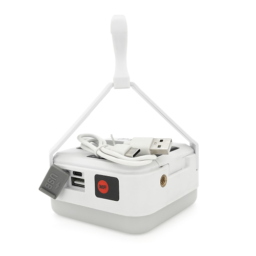 Ліхтарик для кемпінгу DP-K7-90+Solar, 3 режими, корпус-пластик, ударостійкий, ip44, акум 2*18650, гачок, USB кабель, White, BOX