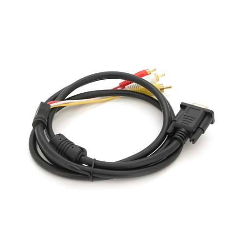 Кабель VGA (тато)-3RCA (тато) 1.5m, Black / Red, без обплетення, ОЕМ