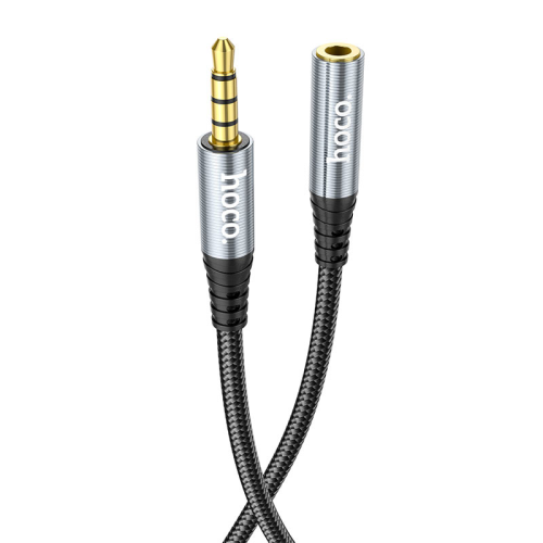 Подовжувач HOCO UPA20 DC3.5 тато-мама 2.0м, GOLD Stereo Jack, (круглий) Black cable, Box