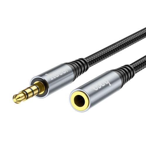 Подовжувач HOCO UPA20 DC3.5 тато-мама 2.0м, GOLD Stereo Jack, (круглий) Black cable, Box