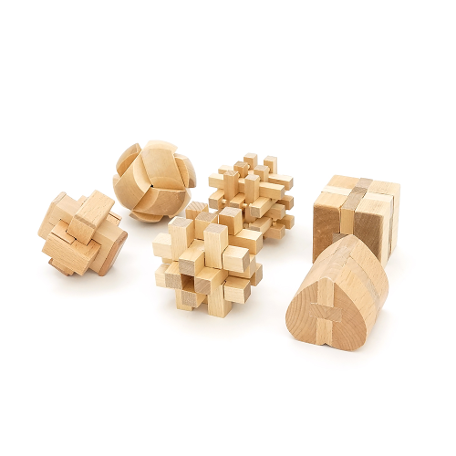 Набір 3D із 6-головоломок &amp;quot;Набір №5&amp;quot; + сумка для зберігання. Метріал: дерево. Розміри елементів 5.7-10 см. 205х135х115 мм. Вага: 0.625 кг.