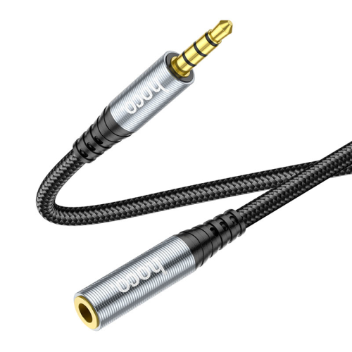 Подовжувач HOCO UPA20 DC3.5 тато-мама 1.0м, GOLD Stereo Jack, (круглий) Black cable, Box