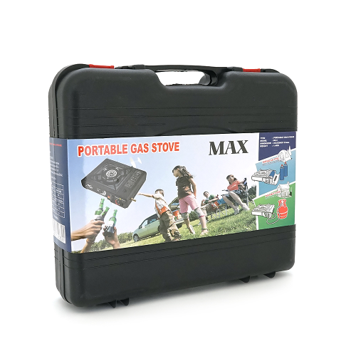 Портативна газова плита MAX-664, під газові балони бутан та пропан-бутан, Black, Box