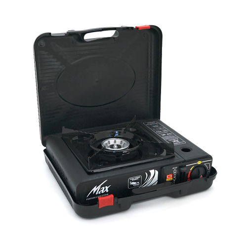 Портативна газова плита MAX-664, під газові балони бутан та пропан-бутан, Black, Box