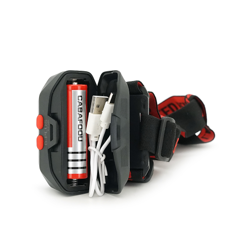 Налобний Ліхтарик KX-303, 3+3 реж., COB, корпус-пластик, водостійкий, 18650 акумулятор, USB кабель, BOX