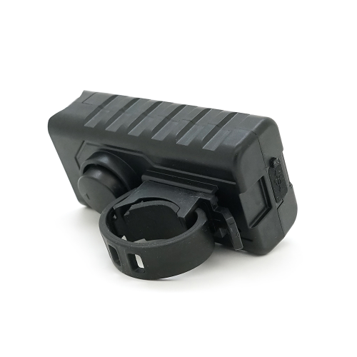 Ліхтарик велосипедний HY-7518, 4 режими + сигнал, вбудований аккум, індикація заряду, USB кабель, BOX