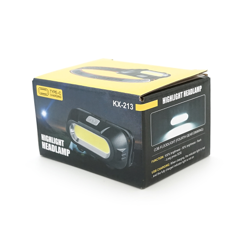 Налобний ліхтарик KX-213R, Cob, Red, 1режим, корпус: пластик, водостійкий, ip44, АКБ 18650, Type-C кабель, BOX