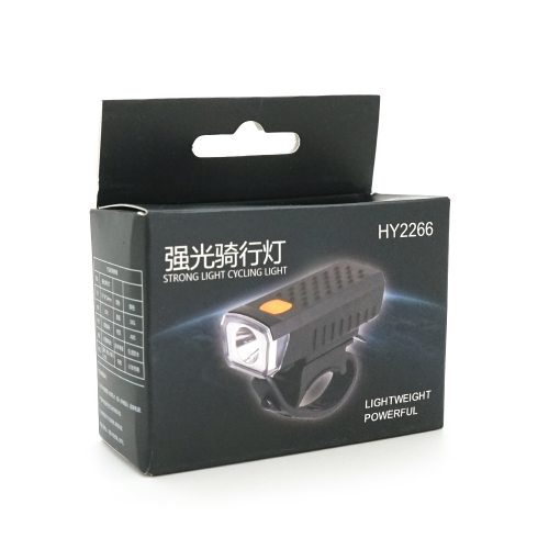 Ліхтарик велосипедний HY-2266, 3 режими, вбудований акум, USB кабель, BOX