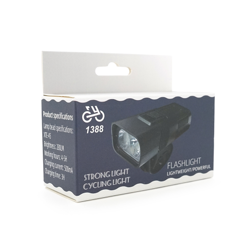 Ліхтарик велосипедний HY-1388, 4 режими, вбудований аккум, індикація заряду, USB кабель, BOX