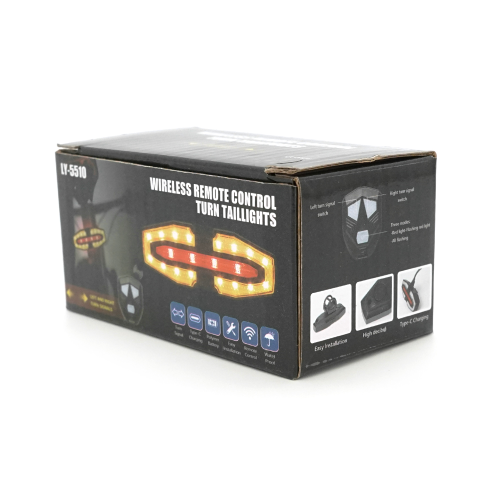 Задній стоп + поворотники LY-5510, 3 режими, вбудований акумулятор, USB кабель, Box