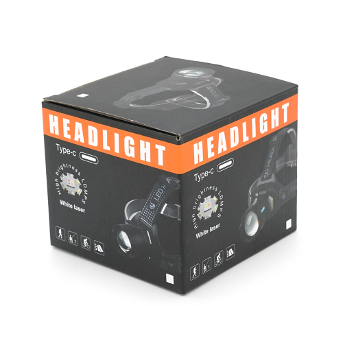 Налобний ліхтарик SY8503, Zoom, White+Red+Blue+White Hot, 4 режими, корпус метал, водостійкий, живлення від 2*18650, Type-C кабель, BOX