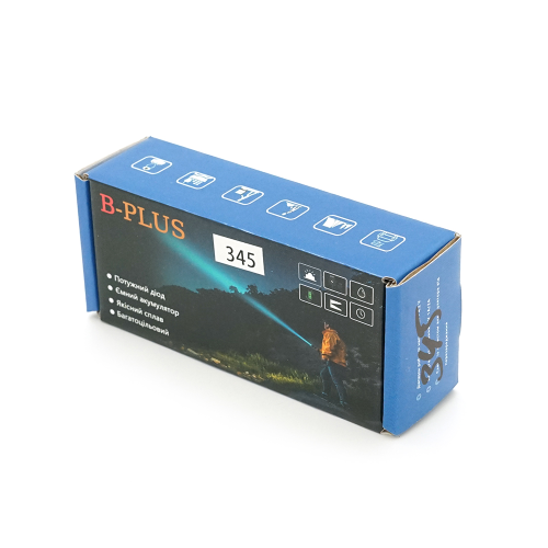 Ліхтарик ручний BP-345, COB, 3 режими, корпус алюміній, магніт, акум 18350А, USB кабель, BOX