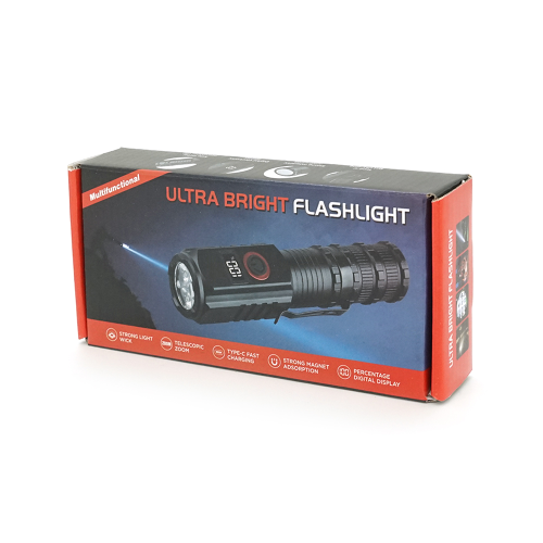 Ліхтарик ручний BP-301R, 3 режими, корпус алюміній, магніт, індикація заряду, акумулятор 18650, кабель USB, BOX