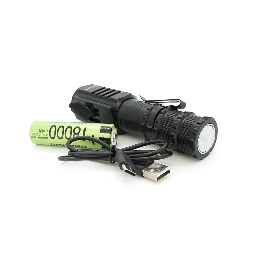 Ліхтарик ручний BP-301R, 3 режими, корпус алюміній, магніт, індикація заряду, акумулятор 18650, кабель USB, BOX