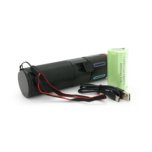 Ліхтар пошуковий BP-536 LED PM60, 3 режими, індикація заряду, живлення від 3*18650, IP65, USB кабель, 210х120х50мм, 0,515кг, Black, BOX