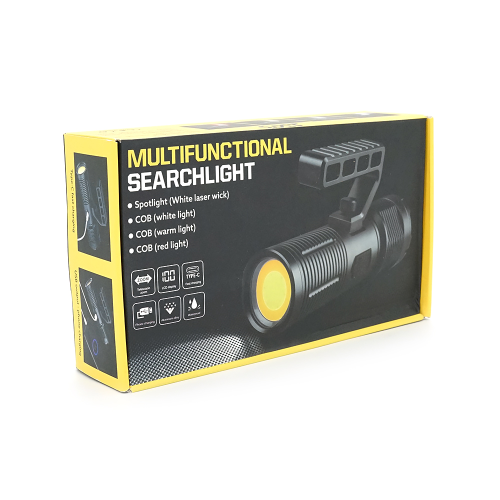 Ліхтар пошуковий BP-2303 LED PM60, 5 режимів, індикація заряду, живлення від 3*18650, IP65, кабель USB, 255х145х65мм, 0,860кг, Black, BOX