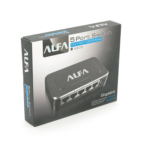 Комутатор ALFA S805 5 портів Ethernet 10 / 100 / 1000 Мбіт / сек, BOX Q120