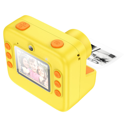 Дитячий фотоапарат HOCO DV200 з двома камерами та функцією миттєвого друку, підтримка microSD card, Orange / Yellow, Box