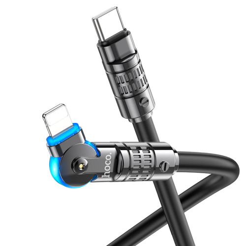 Кабель Hoco U118, Type-C-Lighting (поворот 180 &amp;deg;), 27W, довжина 1.2м, Black, BOX