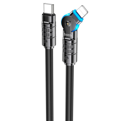 Кабель Hoco U118, Type-C-Lighting (поворот 180 &amp;deg;), 27W, довжина 1.2м, Black, BOX