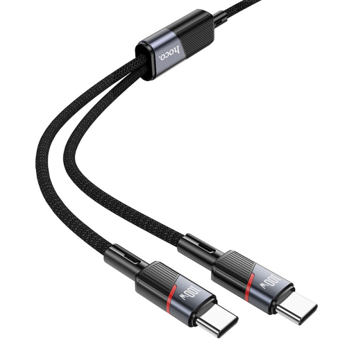 Кабель Hoco U139, Type-C-2Type-C, 100W, такневе обплетення, довжина 1,2м, Black, BOX