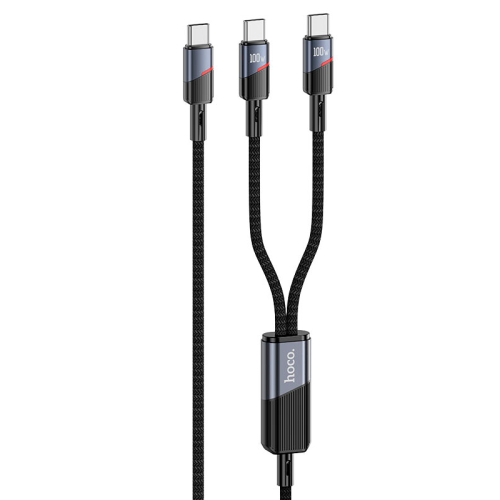 Кабель Hoco U139, Type-C-2Type-C, 100W, такневе обплетення, довжина 1,2м, Black, BOX