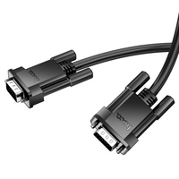 Кабель HOCO US11 VGA 1m, male to male (тато-тато), 1 ферит, чорний, Пакет