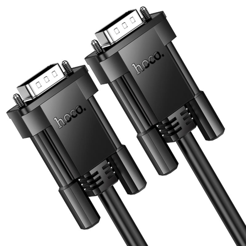 Кабель HOCO US11 VGA 1m, male to male (тато-тато), 1 ферит, чорний, Пакет