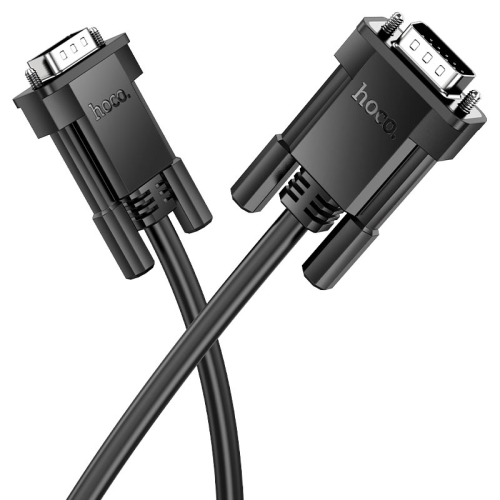 Кабель HOCO US11 VGA 1m, male to male (тато-тато), 1 ферит, чорний, Пакет
