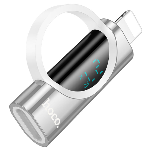 Перехідник HOCO UA32A Type-C(F) =&amp;gt; Lighting(M), 60W, індикатор потужності заряду), Silver, Box