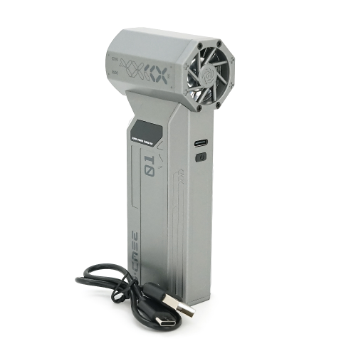 Ручний портативний турбовентилятор компресор G-SM, 120000RPM, 52m / s, 70дБ, літієва батарея 5200 мА, 11Вт, 180г, 4 насадки, 157*134*45мм, срібло / сірий