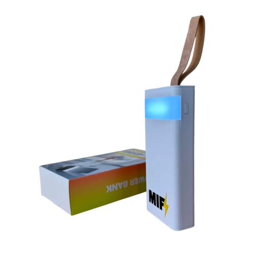 Power Bank MIF 20000mAh, QC22.5W, в: Micro-USB / USB Type-C (5V, 2A), out: 2хUSB Type-A, (5V, 2A), LED дисплей. 148х68х27 mm, White