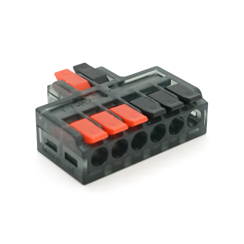 Клема з натискними затискачами 6на2-провідна LT-62, 1 / 3-pin, 250V, 32A, 0.2-4mm2, 14,5 / 36*30*11mm, сіра
