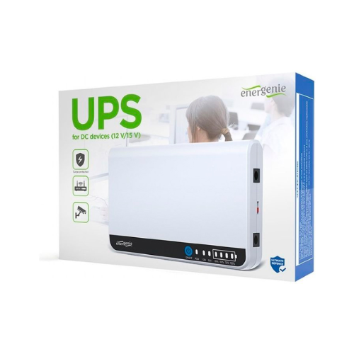 ДБЖ для роутера EnerGenie EG-UPS-DC18, 15W, Output: DC12V, POE-12 / 15V, 1 / 1,5A, Li-ion 6600mAh, 160х105х32мм, 270 грам, White, BOX
