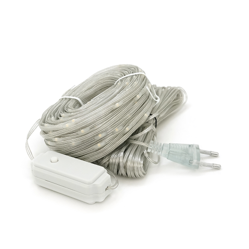 Гірлянди 400LED (Діод) White, 1 режим, 50 метрів, прозора ізоляція, BOX