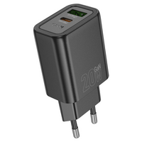 СЗУ HOCO N61 110-240V, PD20W+Q3.0,USB+Type-C, Black, Blister