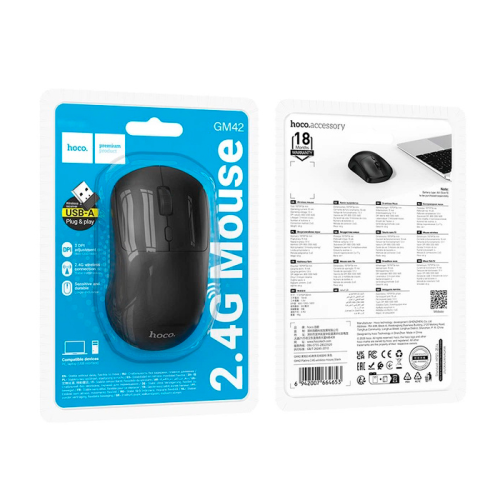 Миша бездротова HOCO GM42, 1600DPI, 2.4GHZ, Black, Blister