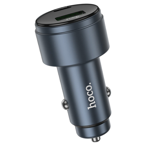 АЗУ 12-24V HOCO Z57B, USB 3.0+USB-C, 3A, PD45W+QC3.0, Grey, Box