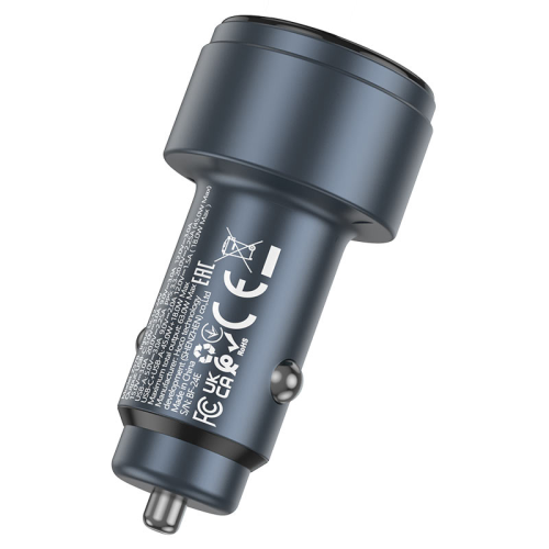 АЗУ 12-24V HOCO Z57B, USB 3.0+USB-C, 3A, PD45W+QC3.0, Grey, Box