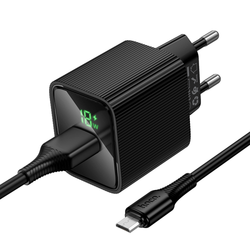 СЗУ 110-240V HOCO CS81A+ кабель Micro, 1xUSB, 3A, 18W, QC3.0, кабель 1м, Black, Blister